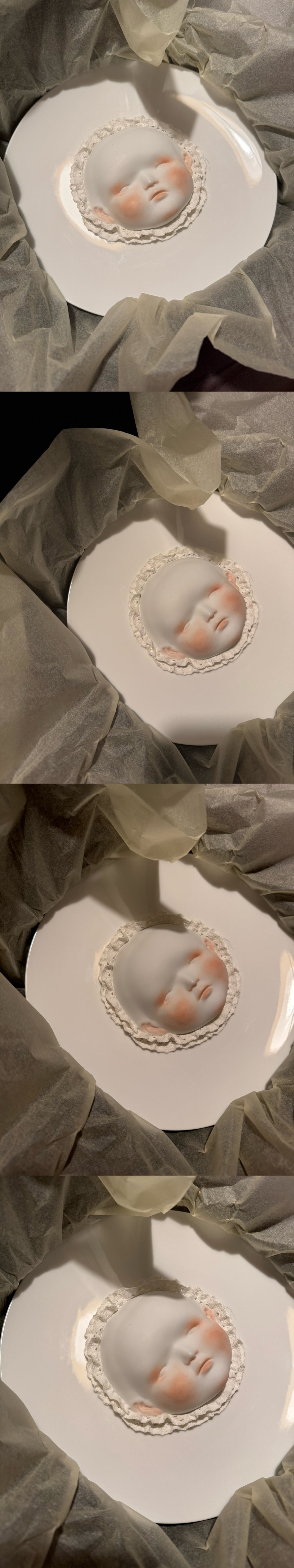 Handmade Baby Face Ceramic Plate with Blush - Unique Decorative Art Plate, Wall & Table Home Decor