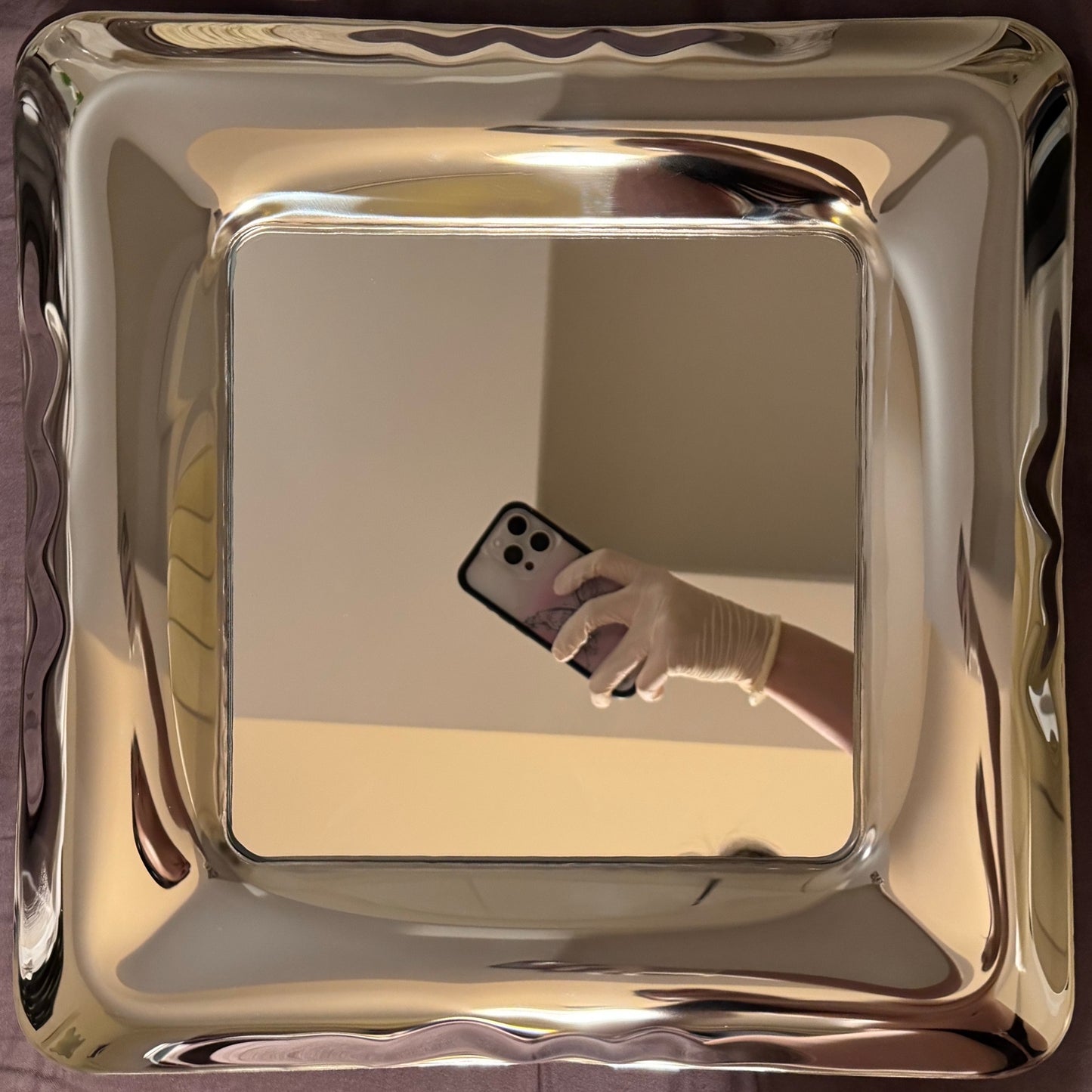 Irregular Polished Stainless Steel Mirror - 36x36cm Handcrafted Fluid Sculpture, Modern Square Wall Art & Collectible Decor