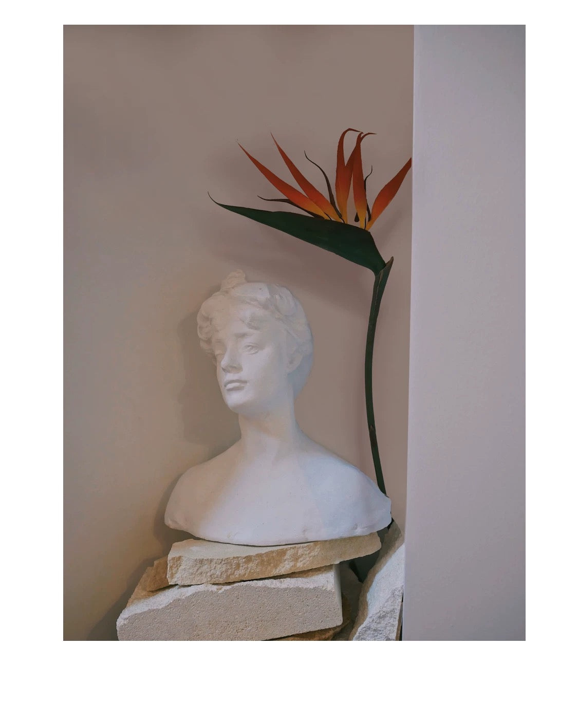 Classical White Bust Sculpture - Handmade Ceramic Statue, Greco-Roman Inspired Decorative Art for Modern Interiors (20x10x24cm)