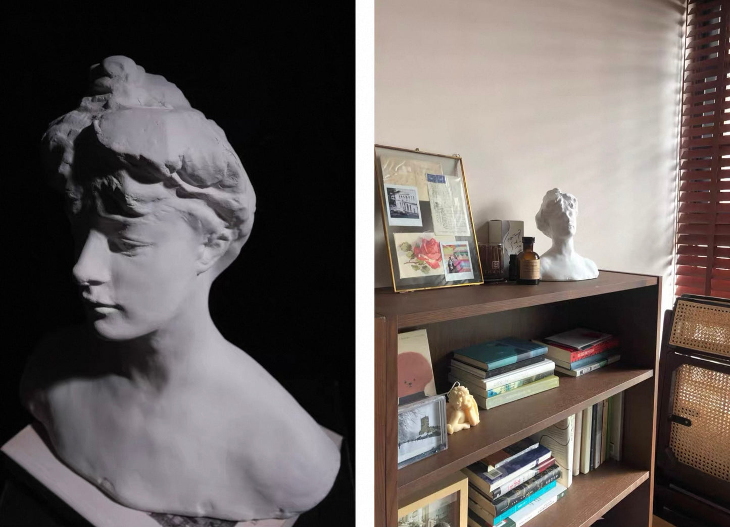 Classical White Bust Sculpture - Handmade Ceramic Statue, Greco-Roman Inspired Decorative Art for Modern Interiors (20x10x24cm)