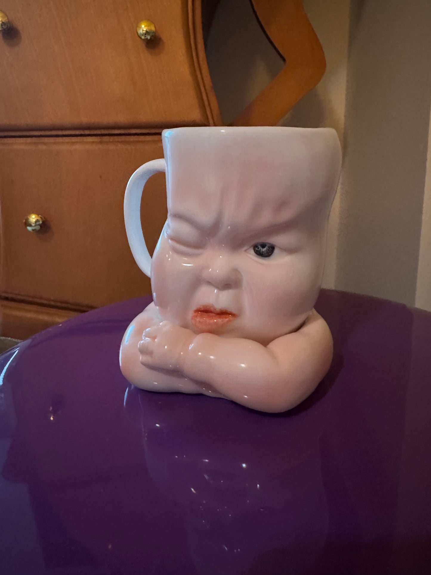 Handmade Ceramic Face Mug - Quirky Sculptural Coffee Cup, Funny Expression Pottery Drinkware, Unique Art Collectible 1