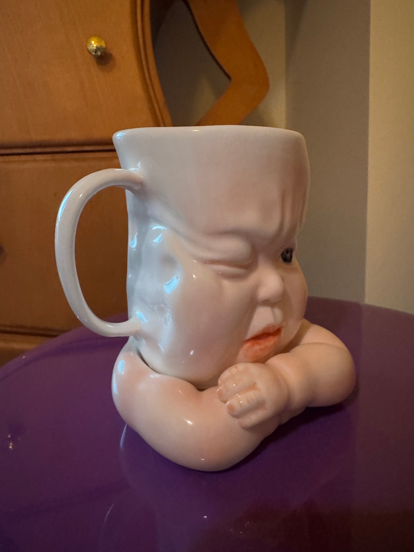 Handmade Ceramic Face Mug - Quirky Sculptural Coffee Cup, Funny Expression Pottery Drinkware, Unique Art Collectible 1