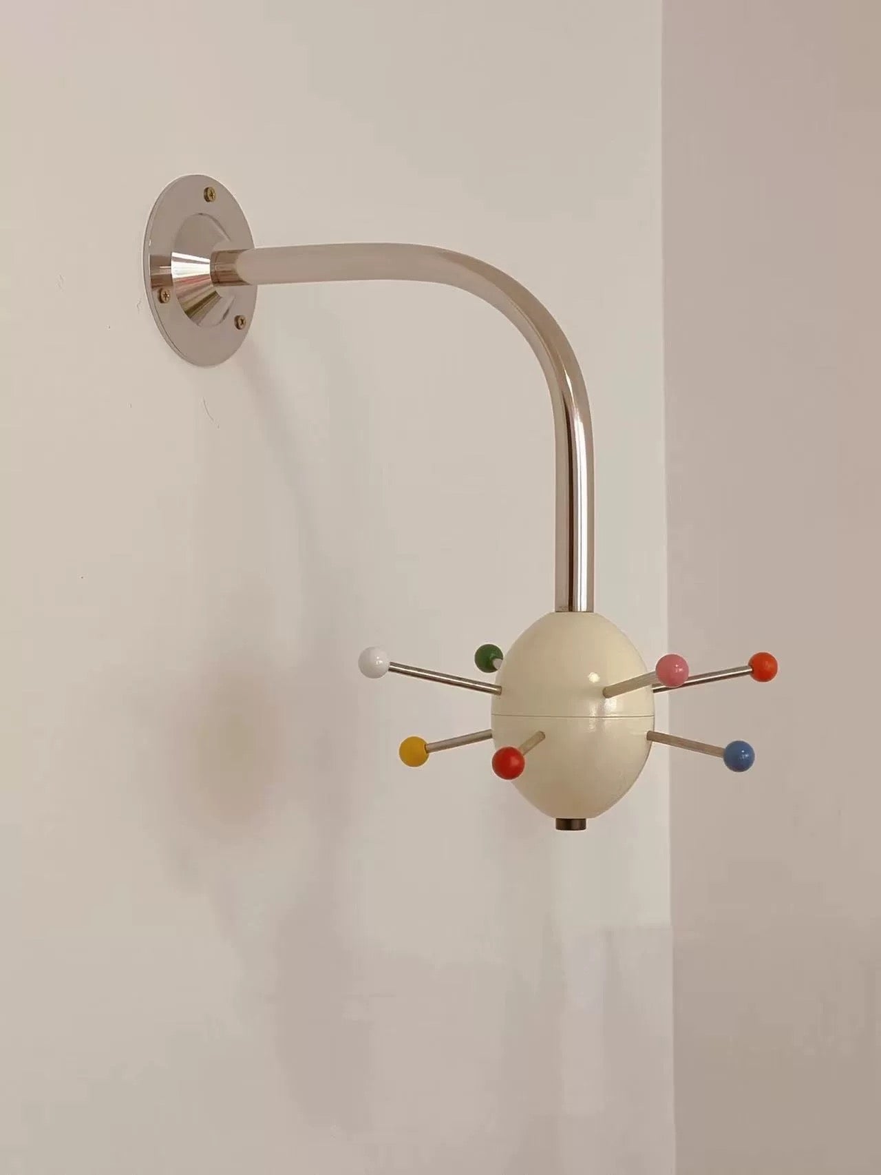 Retro Atomic Wall Hook - Mid Century Modern Starburst Coat Rack, Stainless Steel & Anodized Aluminum Hanger