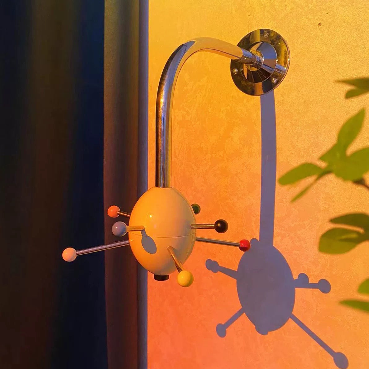 Retro Atomic Wall Hook - Mid Century Modern Starburst Coat Rack, Stainless Steel & Anodized Aluminum Hanger