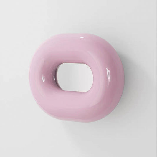 Chubby Pink Mirror, Modern Funky Decorative Mirror, Glossy Wall Mirror for Living Room and Bedroom, Unique Accent Home Decor