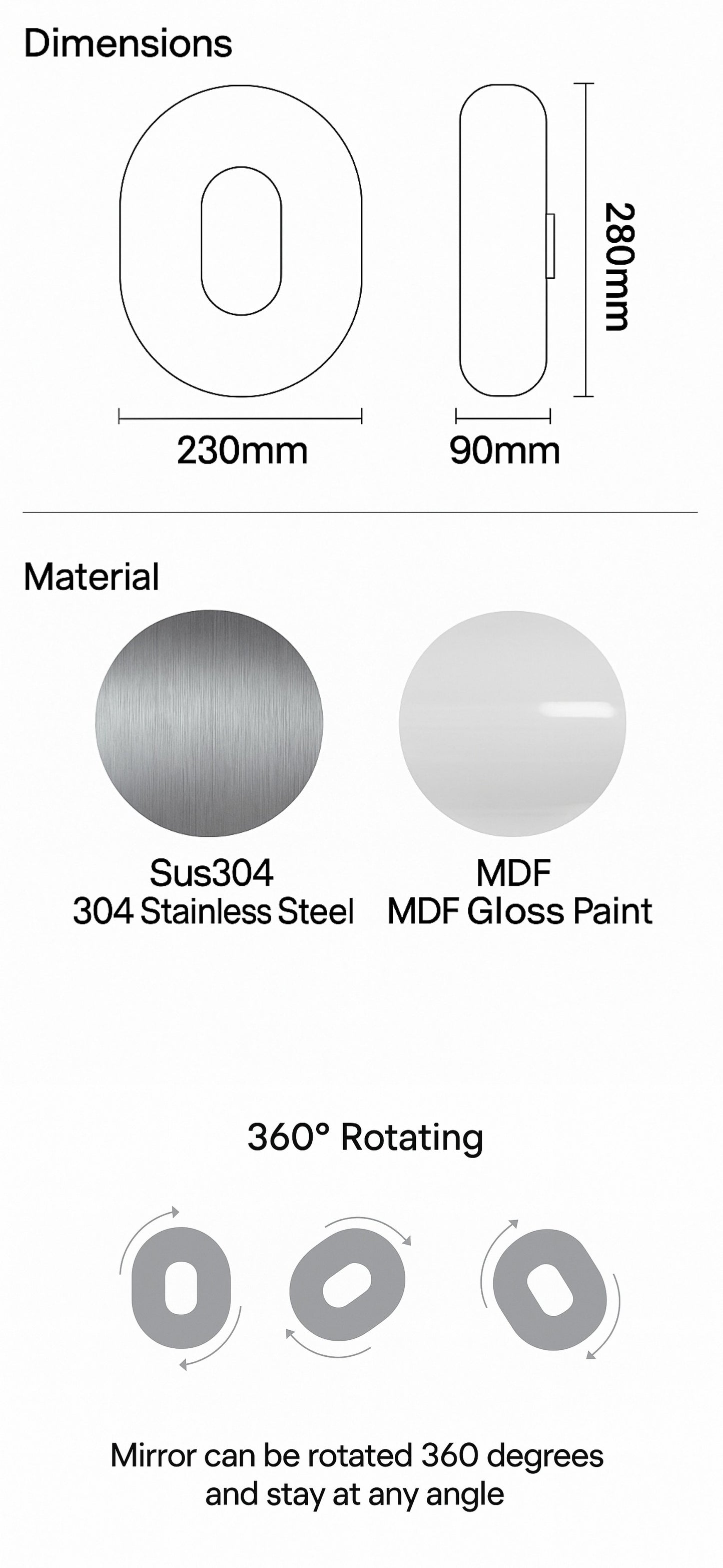 Chubby Pink Mirror, Modern Funky Decorative Mirror, Glossy Wall Mirror for Living Room and Bedroom, Unique Accent Home Decor