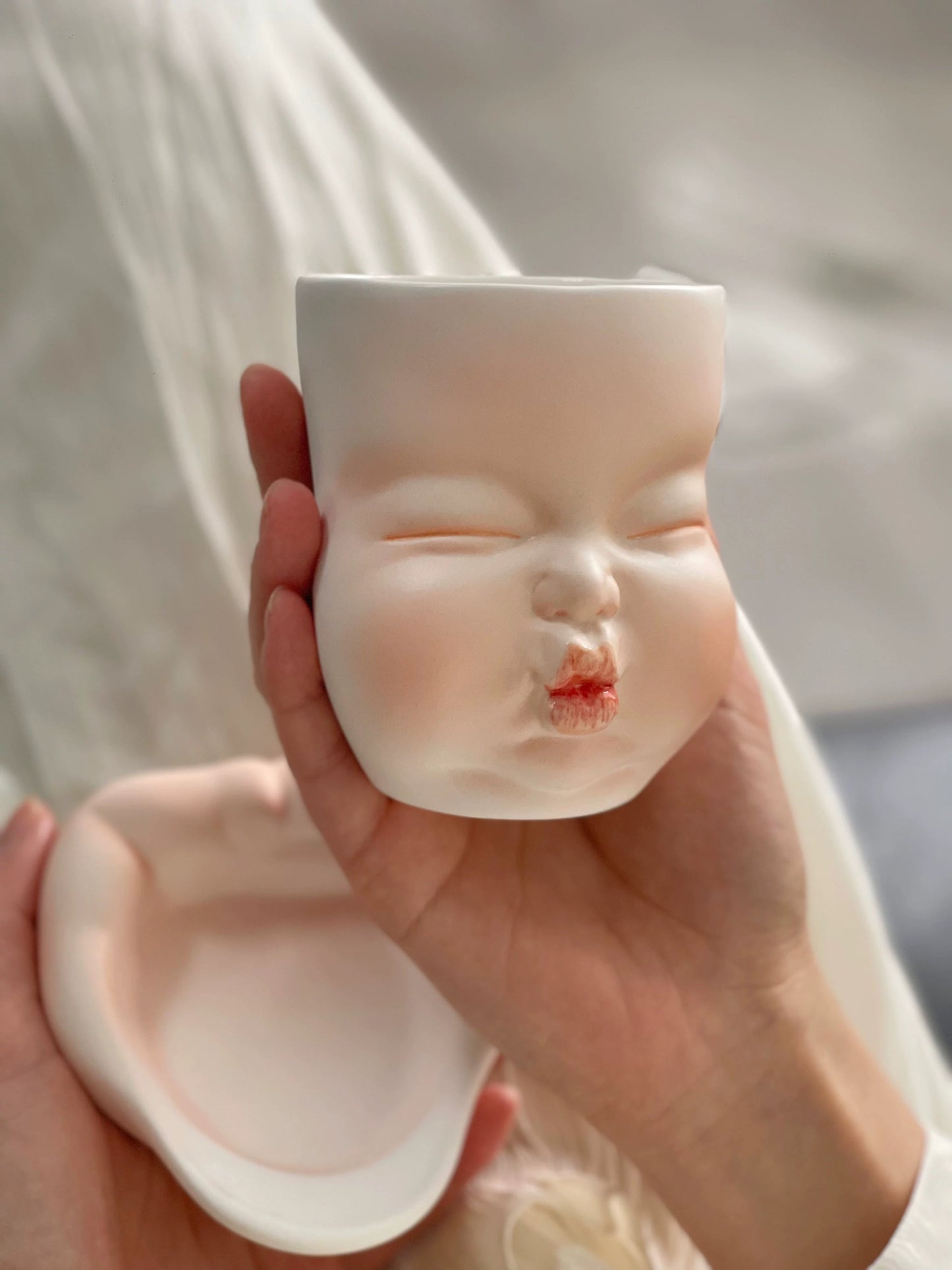 Handmade Ceraic Face Mug - Quirky Sculptural Coffee Cup, Funny Expression Pottery Drinkware, Unique Art Collectible 4