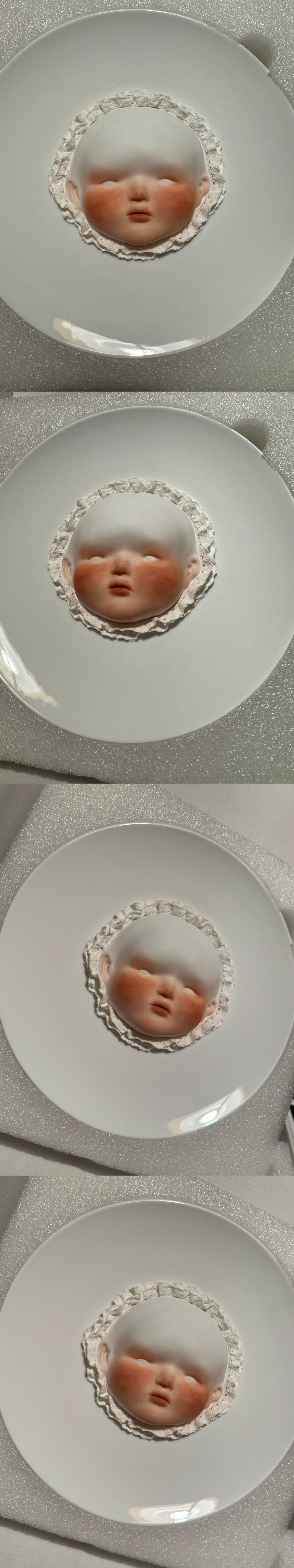 Handmade Baby Face Ceramic Plate with Blush - Unique Decorative Art Plate, Wall & Table Home Decor