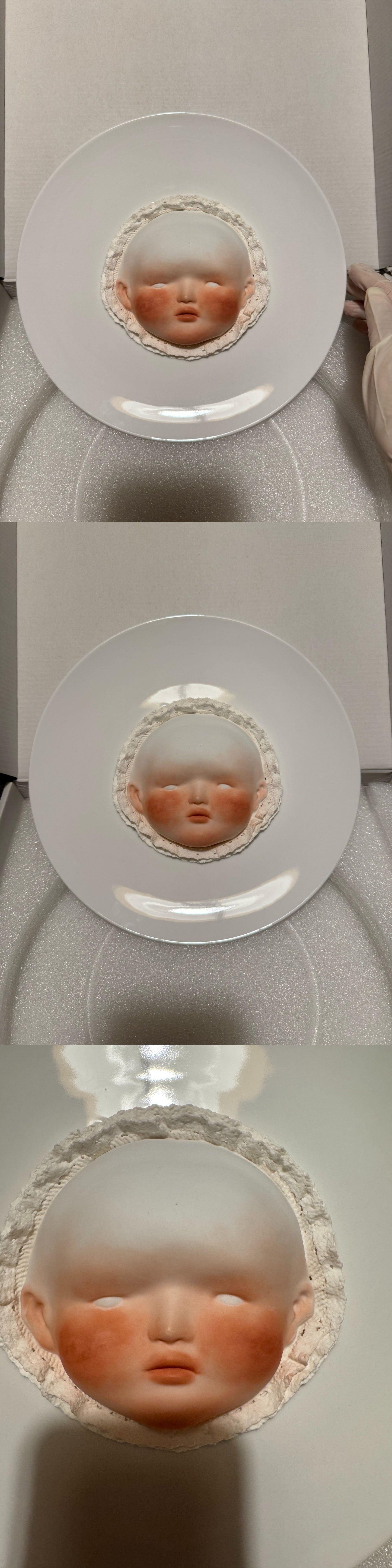 Handmade Baby Face Ceramic Plate with Blush - Unique Decorative Art Plate, Wall & Table Home Decor