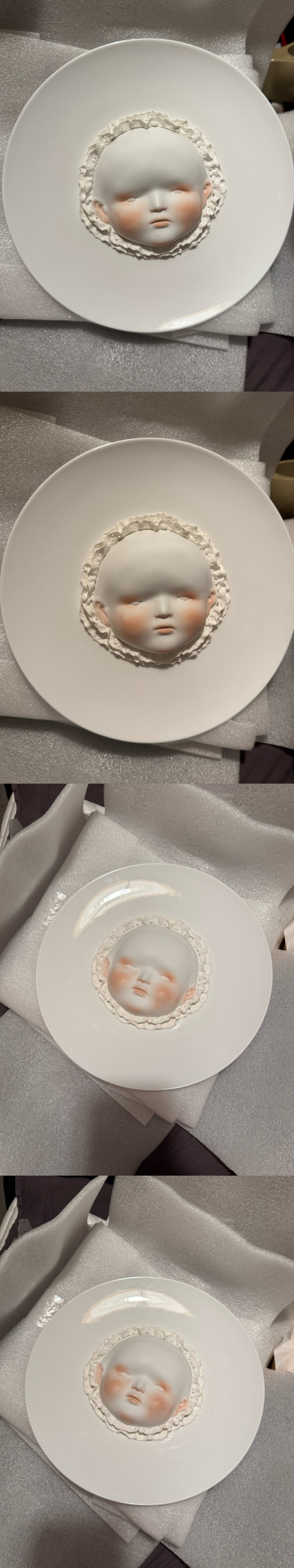 Handmade Baby Face Ceramic Plate with Blush - Unique Decorative Art Plate, Wall & Table Home Decor