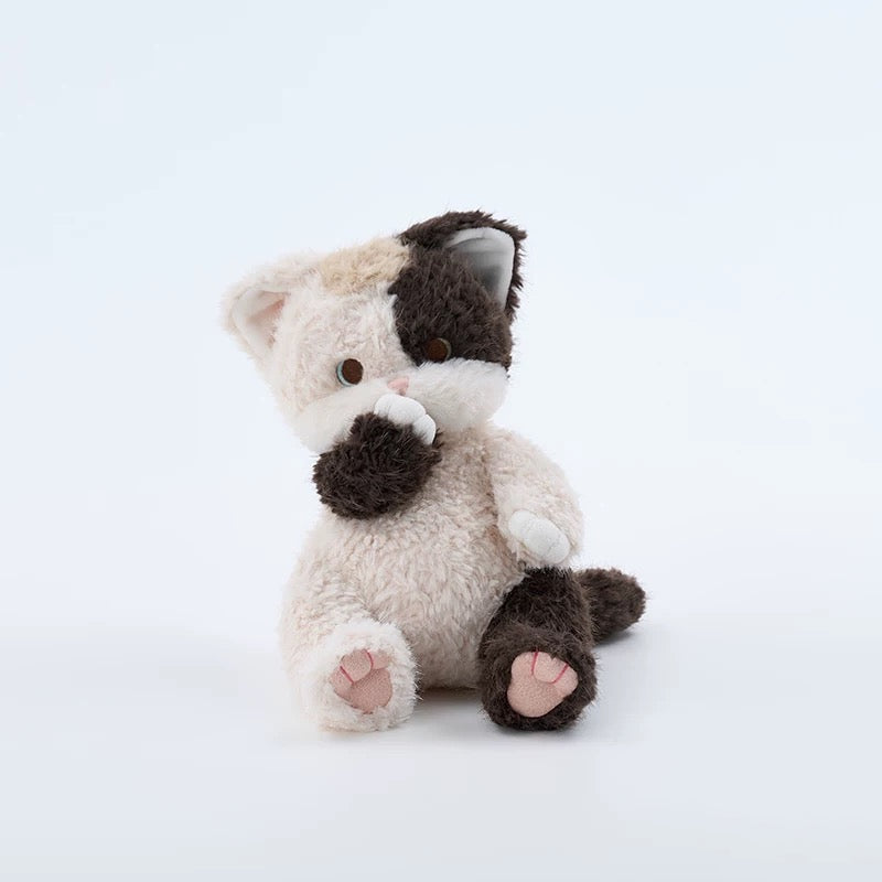 Handmade Ghost Cat Plush -Shy Socially nxious Kitty Doll, Spooky Cute Emotional Support Plushie Gift (20-29 cm)