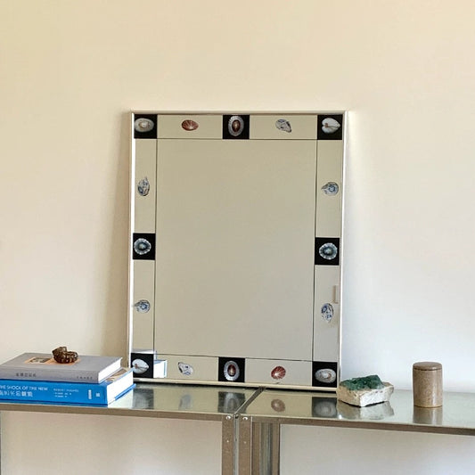 Shell Frame Mirror, Artistic Seashell Wall Mirror, Coastal Retro Accent Mirror, Urban Seashell Worship Home Decor