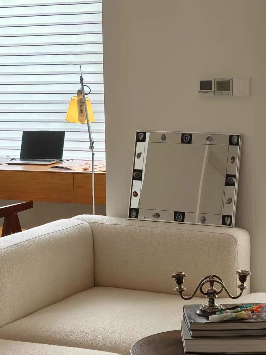 Shell Frame Mirror, Artistic Seashell Wall Mirror, Coastal Retro Accent Mirror, Urban Seashell Worship Home Decor