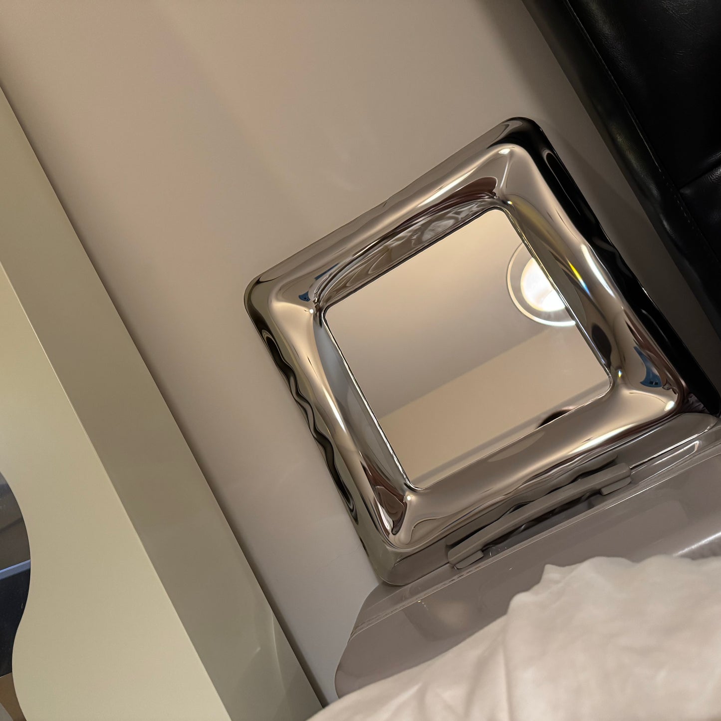 Irregular Polished Stainless Steel Mirror - 36x36cm Handcrafted Fluid Sculpture, Modern Square Wall Art & Collectible Decor