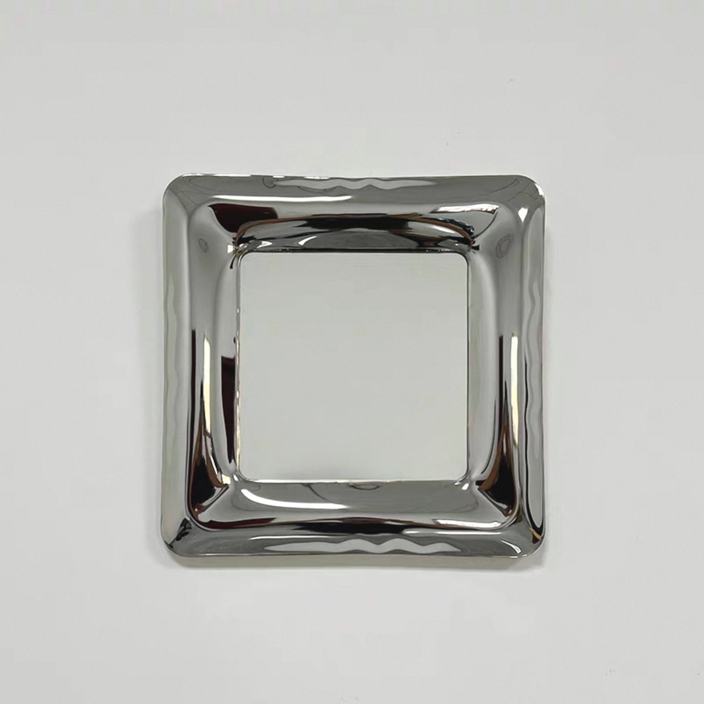 Irregular Polished Stainless Steel Mirror - 36x36cm Handcrafted Fluid Sculpture, Modern Square Wall Art & Collectible Decor