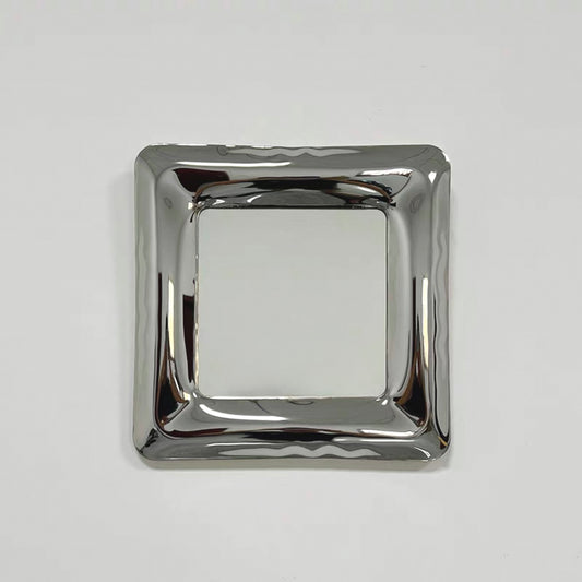 Irregular Polished Stainless Steel Mirror - 36x36cm Handcrafted Fluid Sculpture, Modern Square Wall Art & Collectible Decor