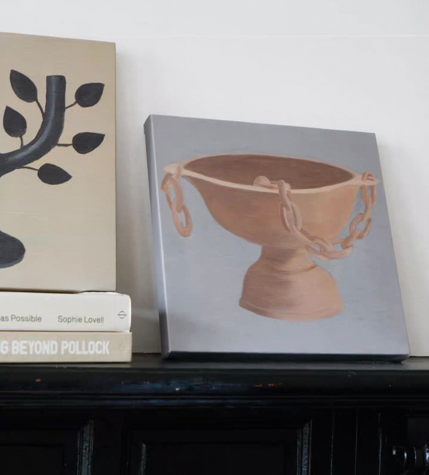 Modern Relics - 35x35cm Minimalist Oil Painting on Canvas, Neutral Still Life Wall Art Multiple