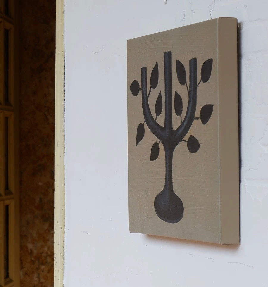 Modern Relics - 35x35cm Minimalist Oil Painting on Canvas, Neutral Still Life Wall Art Multiple